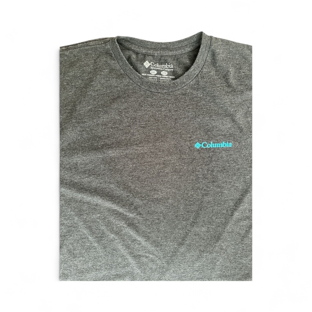Columbia Men's Long Sleeve T-Shirt Heathered Gray Blue Logo Outdoor Size‎ XXL